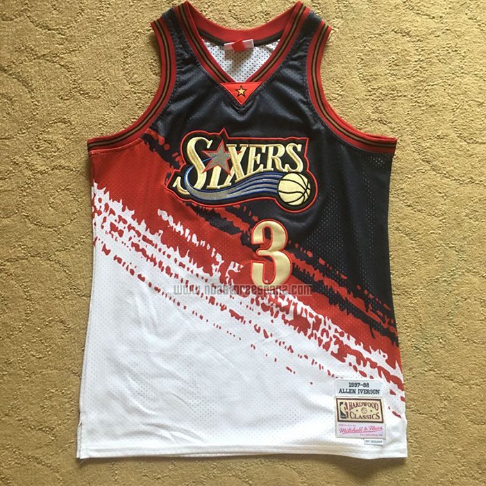 Camiseta Philadelphia 76ers Allen Iverson NO 3 Mitchell & Ness Negro